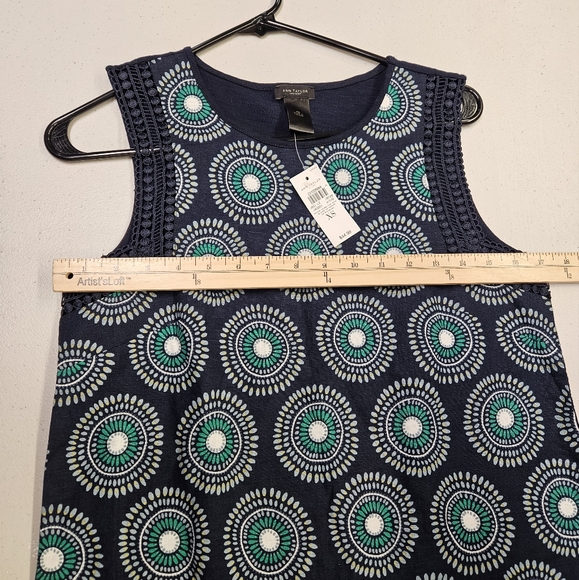 NWT Ann Taylor Petite Women's Blue Floral Lace Sleeveless Top ~ Size XS $45 RET - Picture 5 of 6